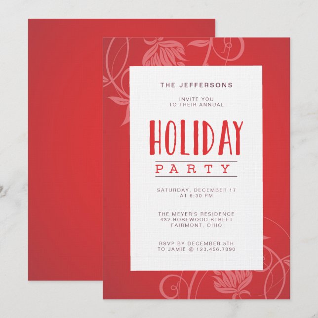 Einladung zur Red Holiday Party (Vorne/Hinten)