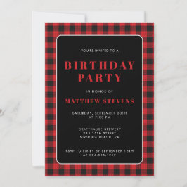 Einladung zur Red Kariert Birthday Party