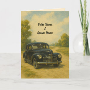 Einladung zur Retro Car Hochzeit