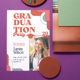 Einladung zur Retro Red & White Graduation Party