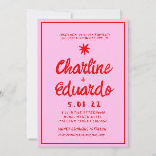 Einladung zur Retro-Rosa-Handschrift