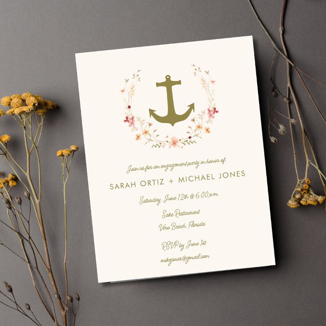 Einladung zur romantischen Nautik-Engagement (Romantic Nautical Engagement Party Invitation)
