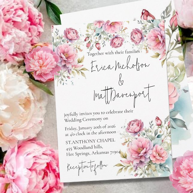 Einladung zur romantischen Peony Wedding (Von Creator hochgeladen)