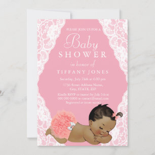 Einladung zur rosa ethnischen Vintage-Baby-Party