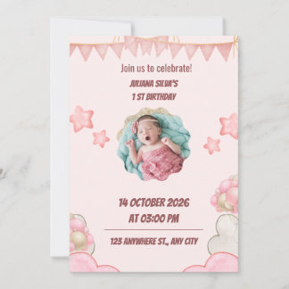 Einladung zur rosa Geburtstagsfeier für Kinder