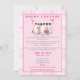 Einladung zur rosa Geister Halloween-Party