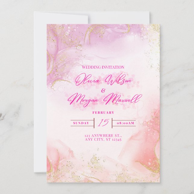 Einladung zur Rosa Hochzeit (Vorderseite)