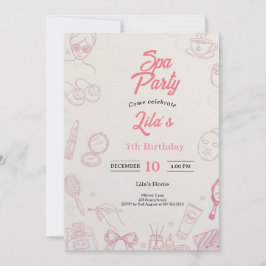 Einladung zur rosa Spa-Party zum 7. Geburtstag ein