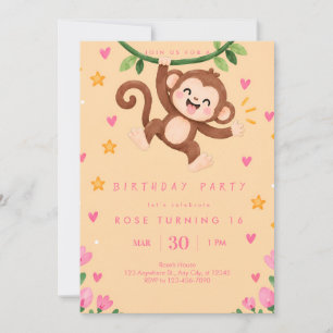 Einladung zur rosa tropischen Jungelparty