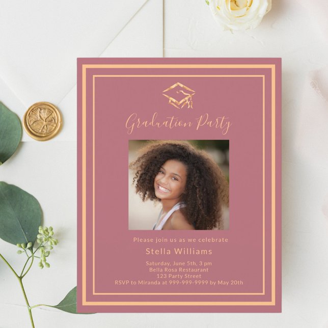 Einladung zur Rose Gold Foto Graduation Party (Von Creator hochgeladen)