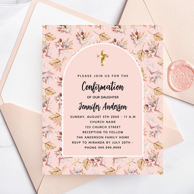 Einladung zur Rose von "Confirmation pampas floral Flyer (Von Creator hochgeladen)