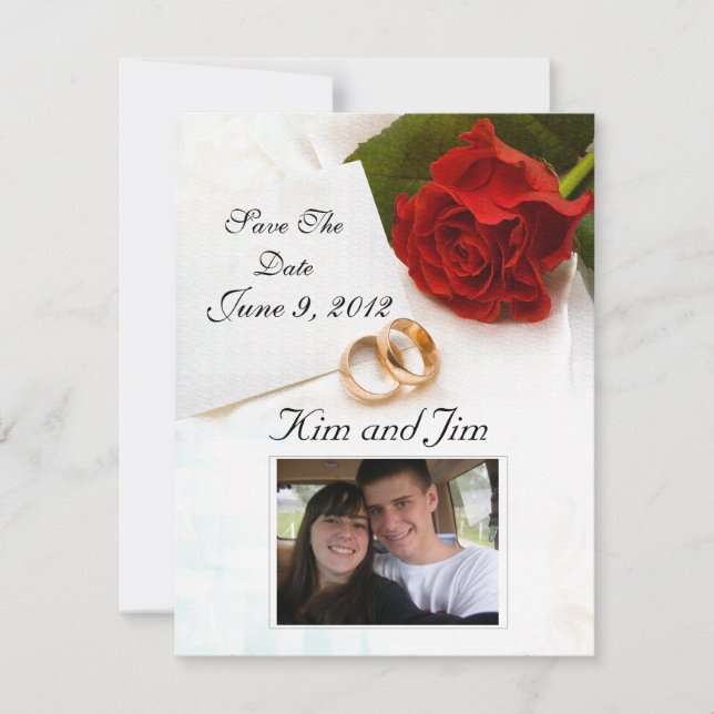 Einladung zur rote Rose Save the Date (Vorderseite)