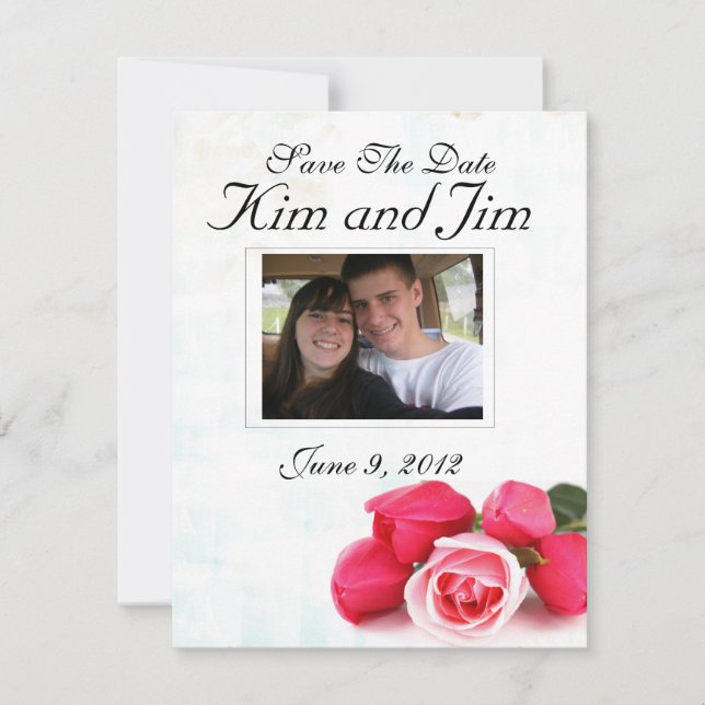 Einladung zur rote Rose Save the Date (Vorderseite)