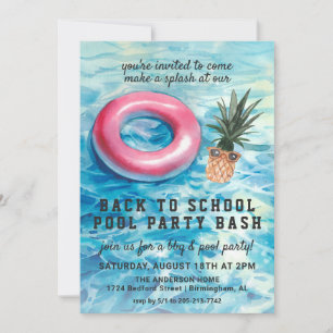 Einladung zur Rückkehr-in-die-Schule-Poolparty mit