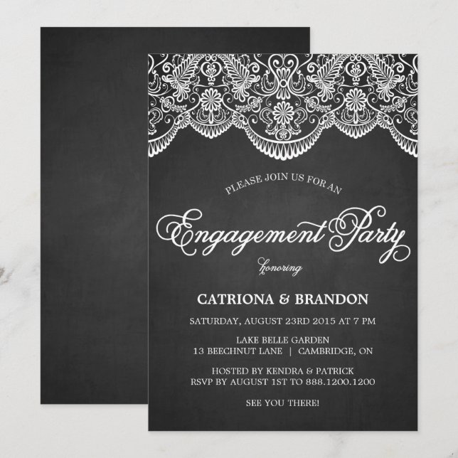 Einladung zur Rustikal Brocade Lace Engagement Par (Vorne/Hinten)