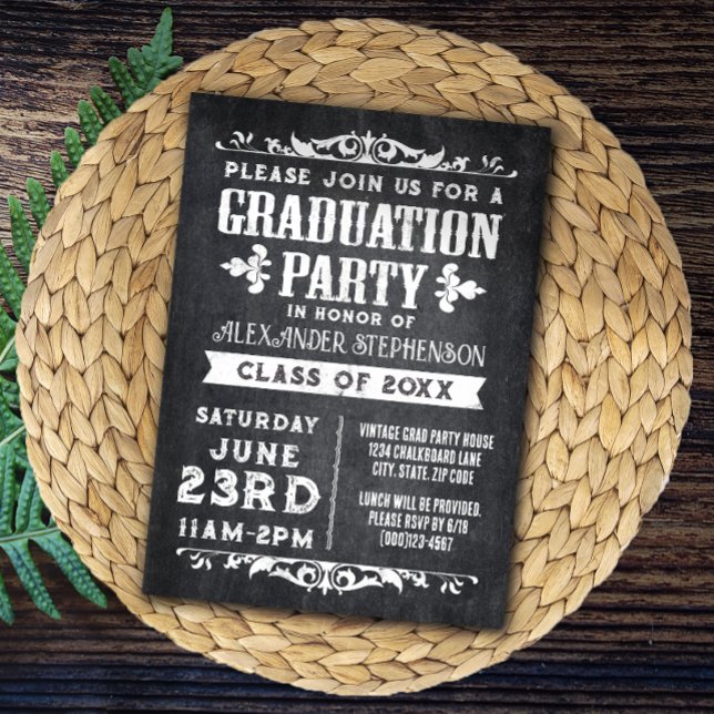 Einladung zur Rustikal Slate Graduation Party (vintage rustic graduation party invitation)