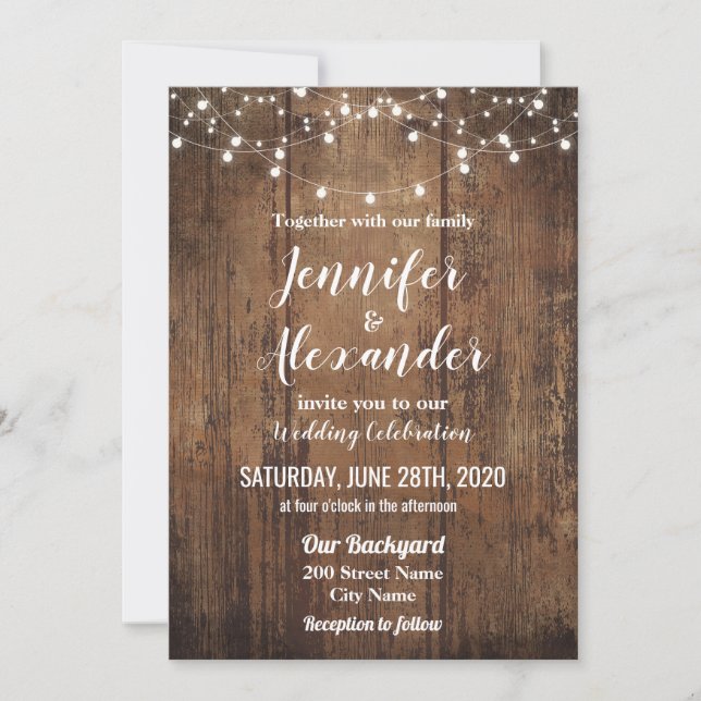 Einladung zur rustikalen Hochzeit, (Vorderseite)