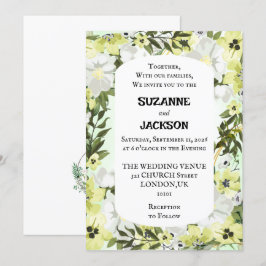 Einladung zur rustikalen neutralen Blütenhochzeit