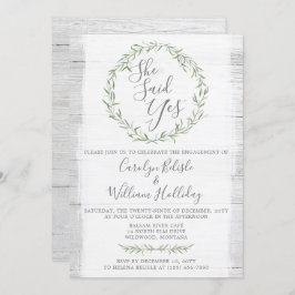 Einladung zur Rustikalen Wood & Wreath-Engagement-