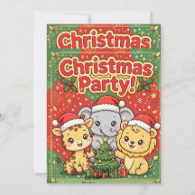 Einladung zur Safari-Tiere-Christmas-Party