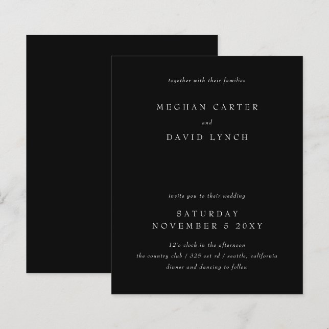 Einladung zur Schwarz-Weiß-Hochzeit (Vorne/Hinten)