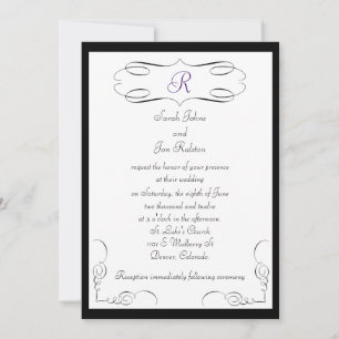 Einladung zur Schwarz-weißen Monogramm-Hochzeit