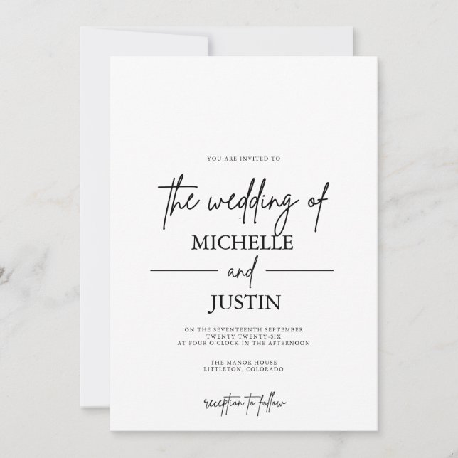 Einladung zur Schwarz-weißen QR-Hochzeit (Vorderseite)