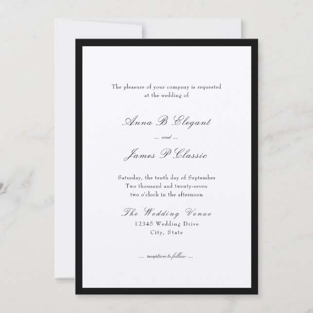 Einladung zur Schwarzen Hochzeit mit klassischer S (Vorderseite)