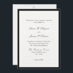 Einladung zur Schwarzen Hochzeit mit klassischer S<br><div class="desc">Elegante Hochzeitseinladung mit klassischem Drehbuch und schlichtem Text. Allgemeine Einführung: das Vergnügen Ihres Unternehmens wird bei der Hochzeit von. Schwarzer Text auf weißem Hintergrund innerhalb eines schwarzen Randes. Der Rücken ist schwarz.</div>