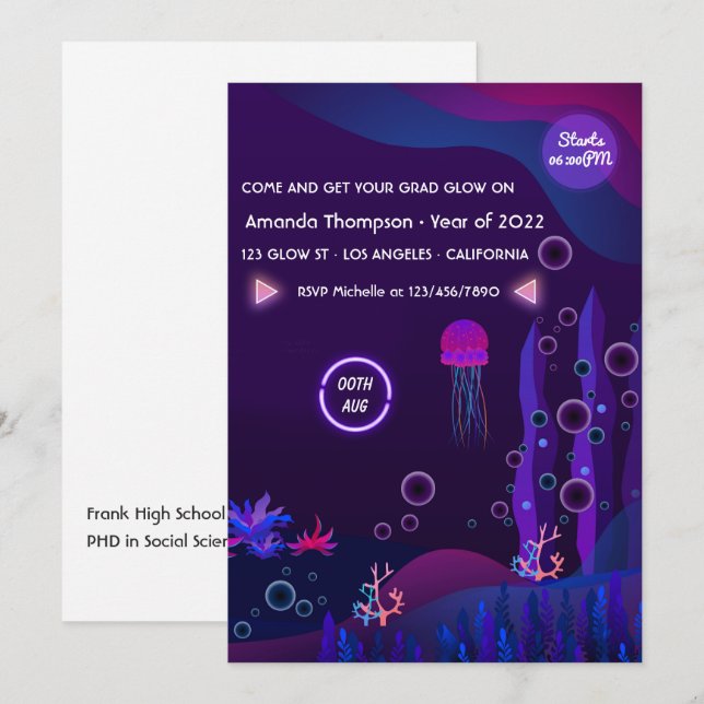 Einladung zur Sea Glow Graduation Party (Vorne/Hinten)