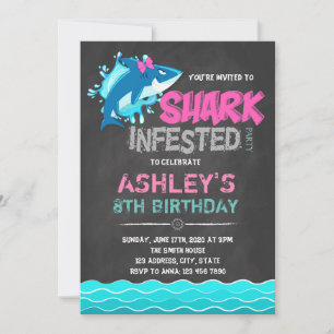 Einladung zur Shark Chalkboard-Karte