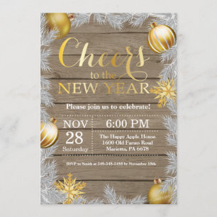 Einladung zur Silvesterparty Rustic Gold