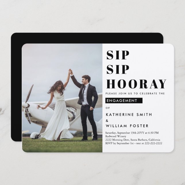 Einladung zur "Sip Sip Hooray Foto" (Vorne/Hinten)