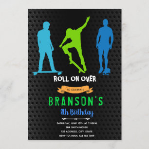 Einladung zur Skateboard-Party für Jungen