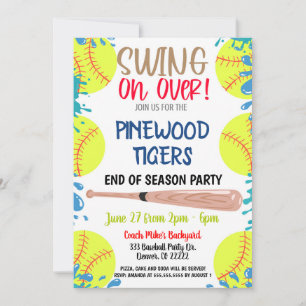 Einladung zur Softball-Party am Ende der Saison