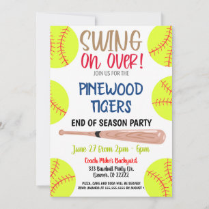 Einladung zur Softball-Party am Ende der Saison