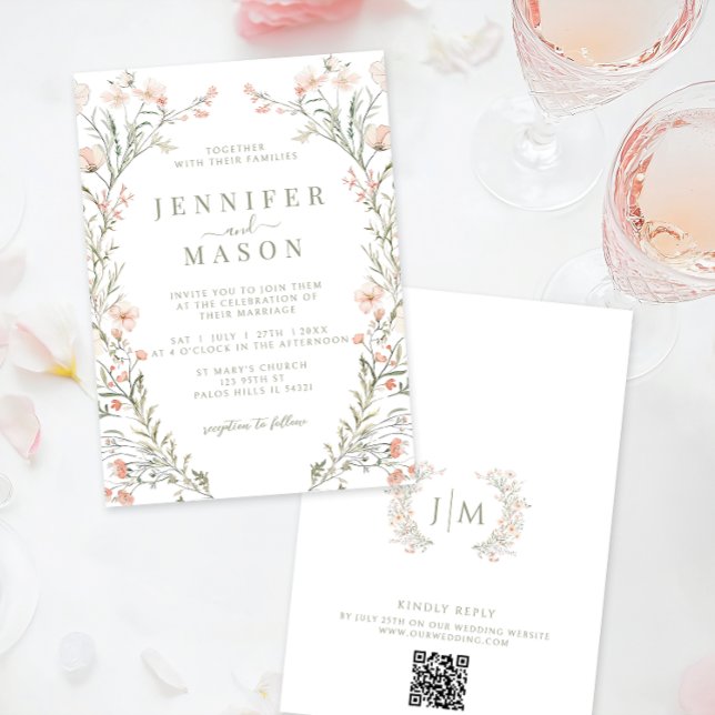 Einladung zur Sommerhochzeit in neutraler Wildblum (Von Creator hochgeladen)