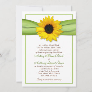 Einladung zur Sonnenblume Green Ribbon Hochzeit