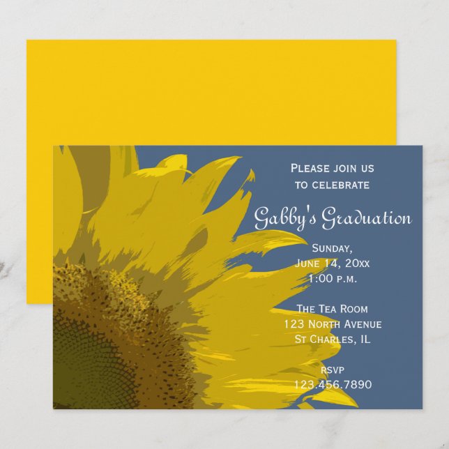 Einladung zur Sonnenblumen Print Graduation Party (Vorne/Hinten)