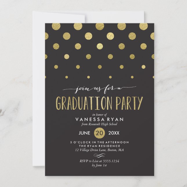 Einladung zur Sparkle Dots Graduation Party (Vorderseite)