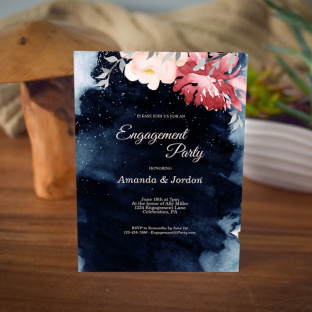 Einladung zur Starry Night Floral Engagement Party (Von Creator hochgeladen)