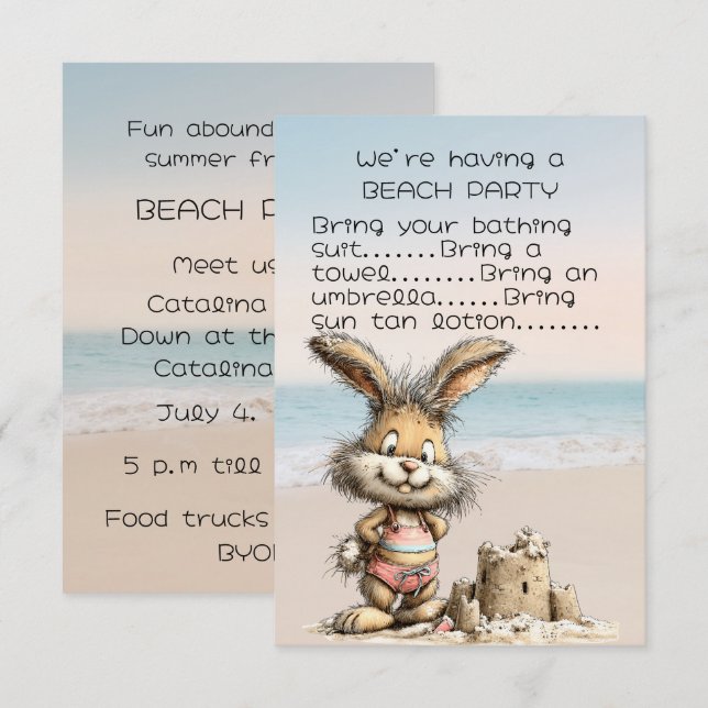 Einladung zur Strandparty eines Freundes (Vorne/Hinten)