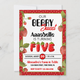 Einladung zur Strawberry Five Birthday Party