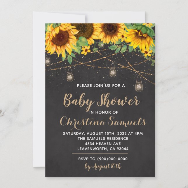 Einladung zur String Light Baby Dusche (Vorderseite)