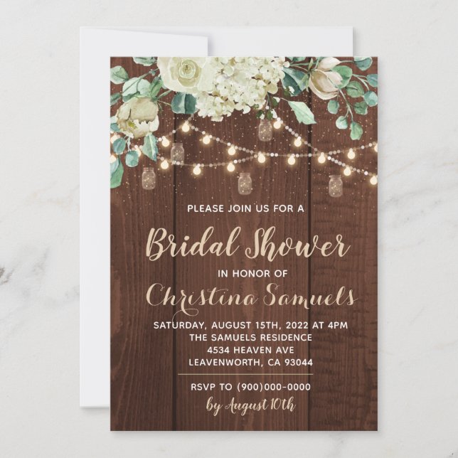Einladung zur String Light Bridal Dusche (Vorderseite)