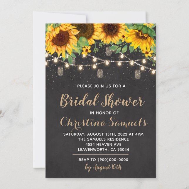 Einladung zur String Light Bridal Dusche (Vorderseite)