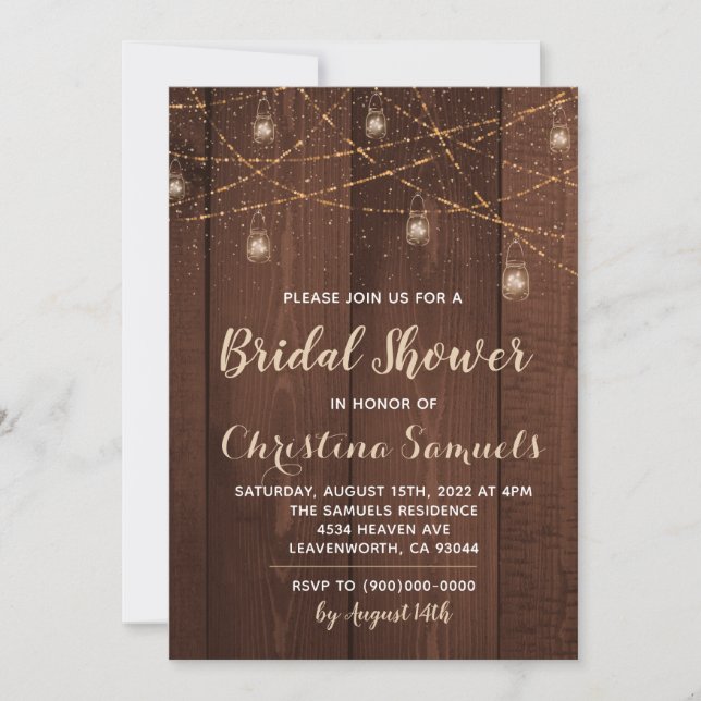 Einladung zur String Light Bridal Dusche (Vorderseite)