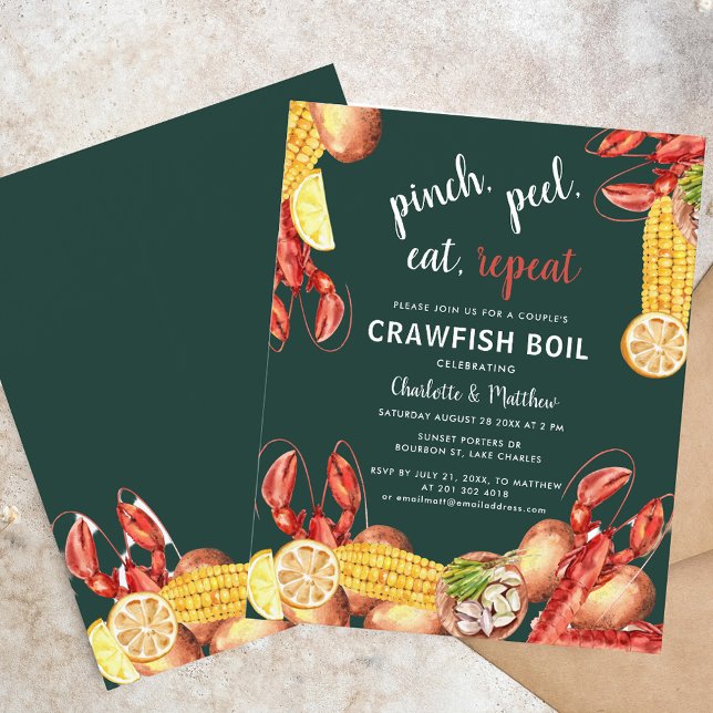 Einladung zur Summer Crawfish Boil Gruppe (Summer Crawfish Boil Engagement Party Invitation)