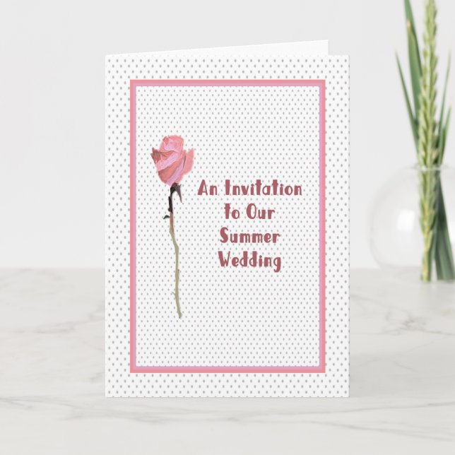 Einladung zur Summer Wedding Rose und Polka Dots (Vorderseite)