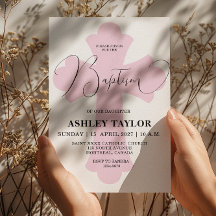 Einladung zur Taufe des hellrosa Kreuzes